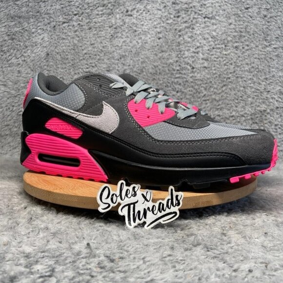 Nike Air Max 90 Wolf Grey Hyper Pink Size 10 Men Sneakers DM0029-010 - Picture 3 of 8